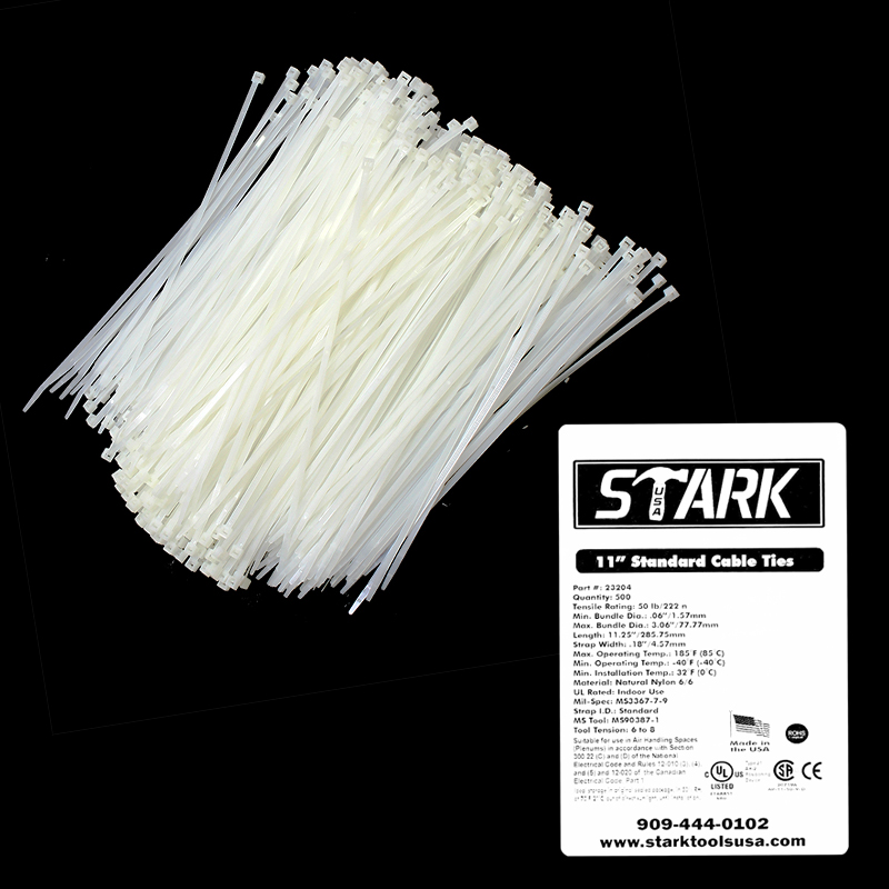 11" NATURAL 500PC CABLE TIE USA