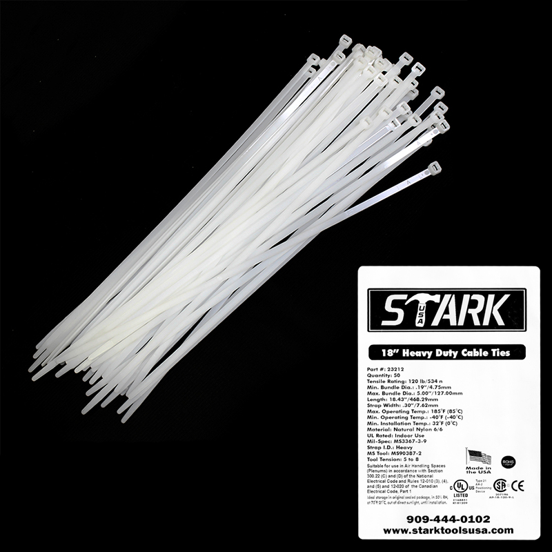 18" NATURAL 50PC CABLE TIE USA