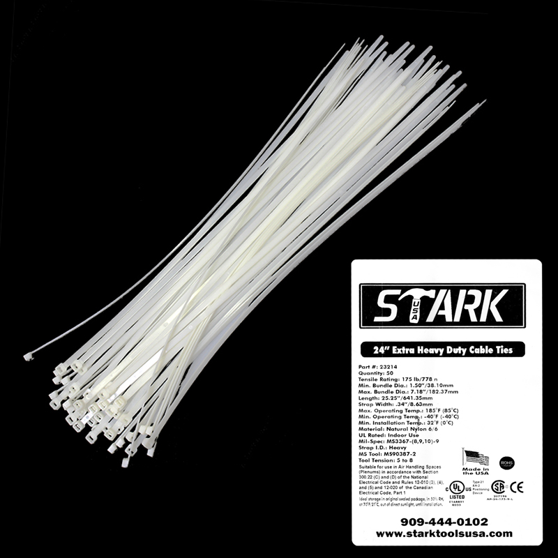 24" NATURAL 50PC CABLE TIE USA