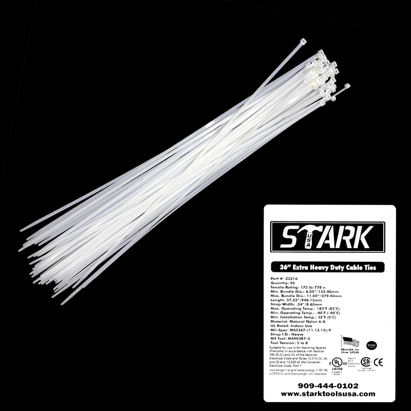 36" NATURAL 50PC CABLE TIE USA